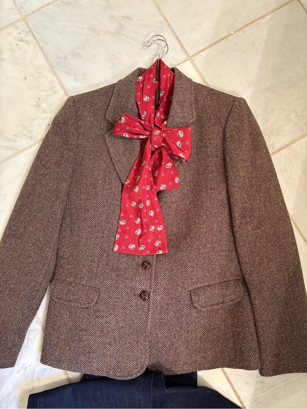 Brown Herringbone wool tweed jacket